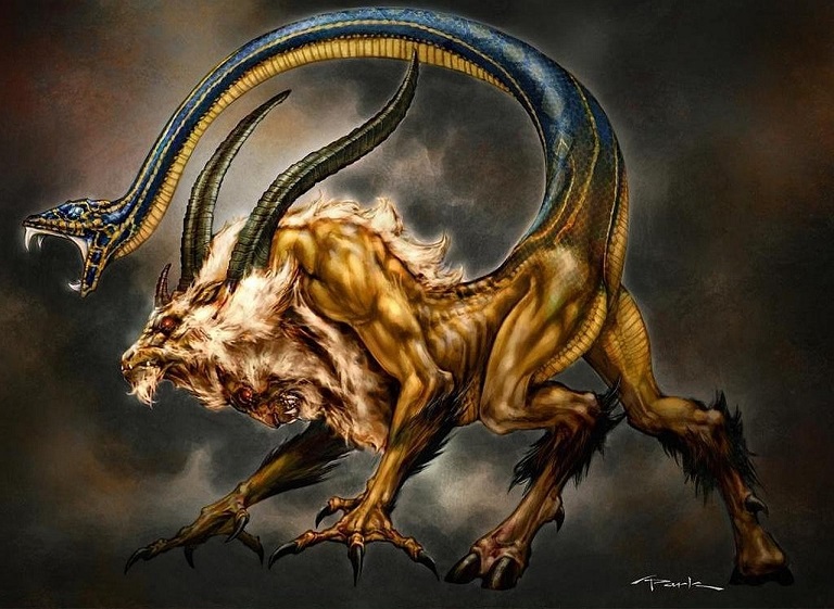 The famous Chimera - the monstrous fire-breathing female creature! 