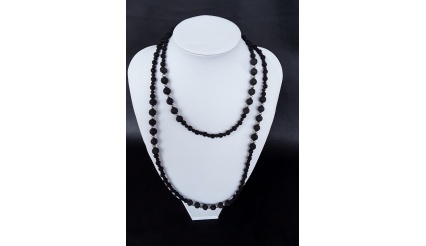 Elegant Volcanic Black Lava Stone, Hematite and Pure 925 Silver Necklace 