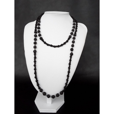 Elegant Volcanic Black Lava Stone, Hematite and Pure 925 Silver Necklace