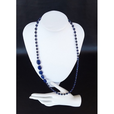 Atlantis Pearls – The Silver Lapis Lazuli Swarovski Crystal Necklace