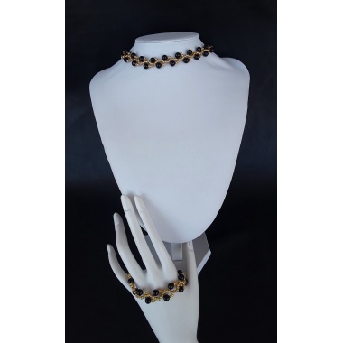 The Golden Dawn Sun Bracelet and Choker Jewelry Set