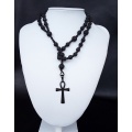 The Ankh 5 (alt. Ver) Decade Catholic Rosary made of Lava Stone