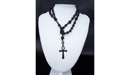 The Ankh 5 (alt. Ver) Decade Catholic Rosary made of Lava Stone