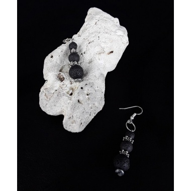 The Volcanic Lava Stone Earrings Set