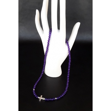 The Purple Amethyst Silver Cross Necklace