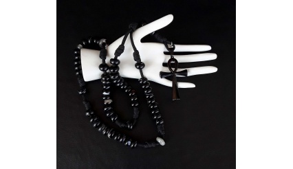 The Black Agate Ankh 5 Decade Paracord Rosary 