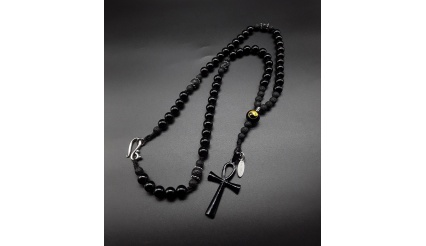The Yin and Yang 5 Decade Catholic Ankh Rosary 