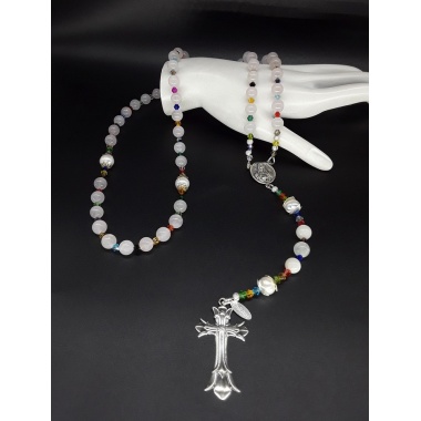 The White Pearl 5 Decade Catholic Rosary 