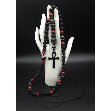 The Ankh Black and Red 5 Decade Catholic Rosary 