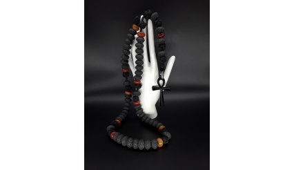 The Black and Red Ankh 5 Decade Paracord Rosary 