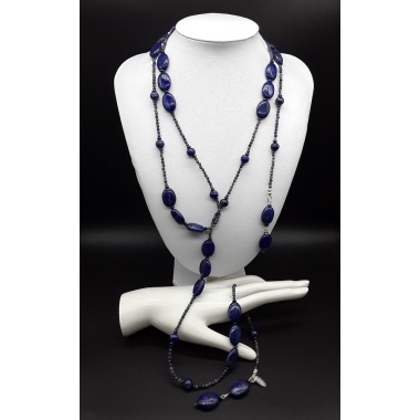 Atlantis Luxueuse Necklace - Made of Sapphire, Lapis Lazuli, Hematite and Pure Silver