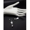 The Ivory Cross Silver Pearl Earrings 