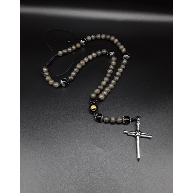 The Ying and Yang Nail Cross Rosary Necklace