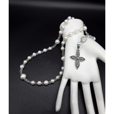 The White Pearl Anglican Rosary Necklace