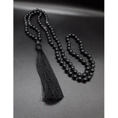 The Black Onyx 108 Zen Mala Tassel Necklace