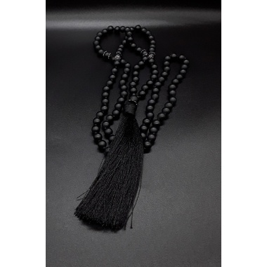 The Black Onyx 108 Zen Mala Tassel Necklace