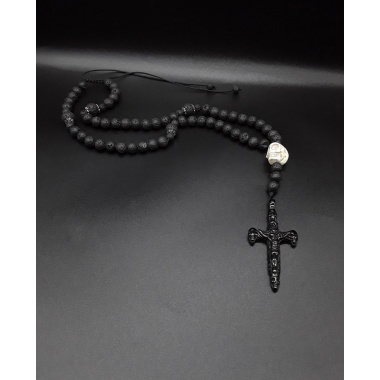 The Skull Cross Dark Lava Rosary