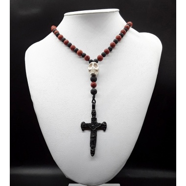The Skull Cross Dark Red Lava Rosary
