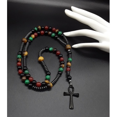 The Multicolored Ankh 5 Decade Catholic Rosary 