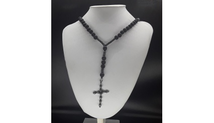 The Skull Cross Lava 5 Decade Catholic Rosary 