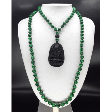 The Green Guardian 108 Mala Tassel Necklace