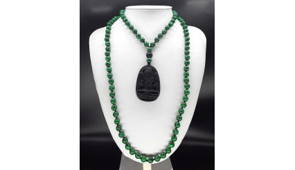 The Green Guardian 108 Mala Tassel Necklace