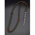 The Crucifix Carnelian Green Knotted Anglican Rosary