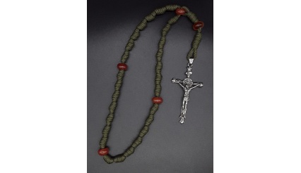 The Crucifix Carnelian Green Knotted Anglican Rosary