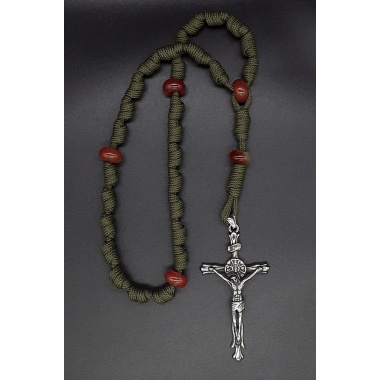 The Crucifix Carnelian Green Knotted Anglican Rosary