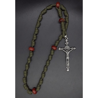 The Crucifix Carnelian Green Knotted Anglican Rosary