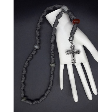 The Crucifix Carnelian Knotted Anglican Rosary