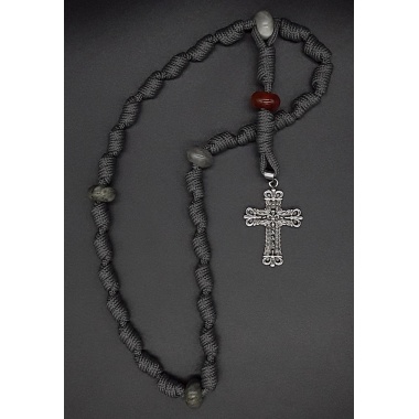 The Crucifix Carnelian Knotted Anglican Rosary