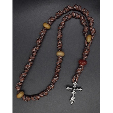 The Crucifix Natural Wood Knotted Anglican Rosary