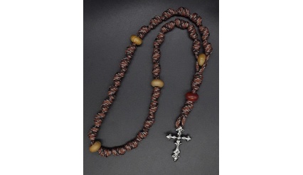 The Crucifix Natural Wood Knotted Anglican Rosary