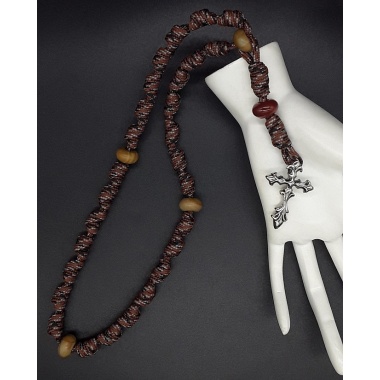 The Crucifix Natural Wood Knotted Anglican Rosary