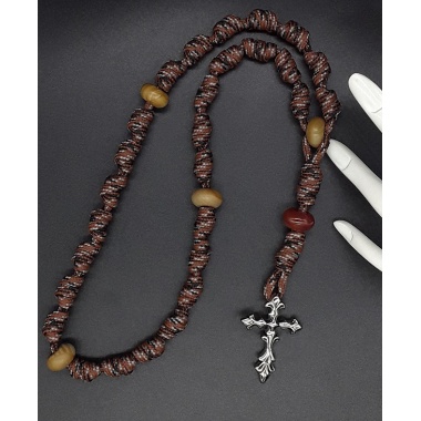 The Crucifix Natural Wood Knotted Anglican Rosary