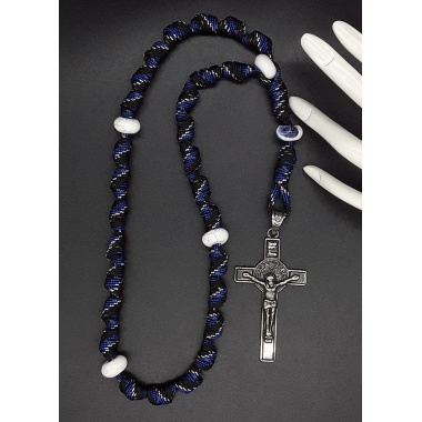 The Crucifix Sodalite Knotted Anglican Rosary