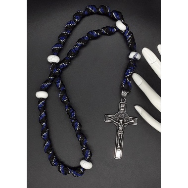 The Crucifix Sodalite Knotted Anglican Rosary