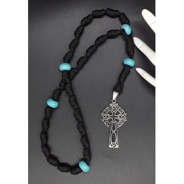 The Crucifix Turquoise Knotted Anglican Rosary