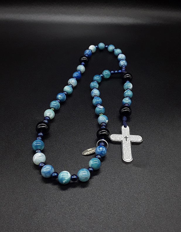 Pocket Sized Anglican Chaplet with Sterling Silver selling Cross and Aquamarine beads